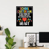 School Custodian Heart Caretaker Janitor Appreciat Poster (Thuiskantoor)