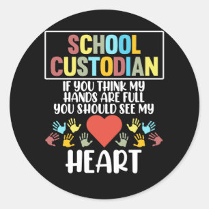 School Custodian Heart Caretaker Janitor Appreciat Ronde Sticker