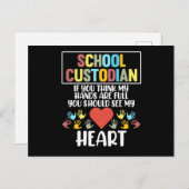 School Custodian Heart Caretaker Janitor Appreciat Uitnodiging Briefkaart (Voorkant / Achterkant)