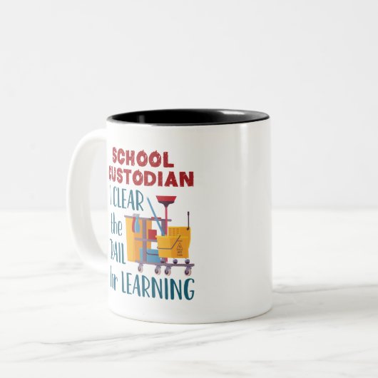 School Custodian I Clear the Trail for Learning Tweekleurige Koffiemok (Voorkant links)