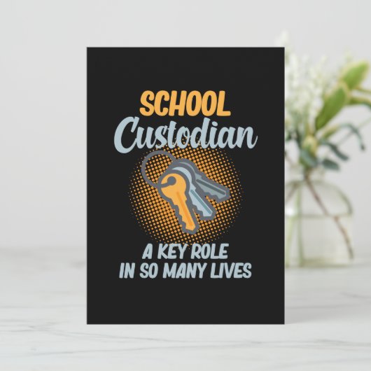 School Custodian Key Role In Lives Caretaker Janit Bedankkaart (Staand voorkant)