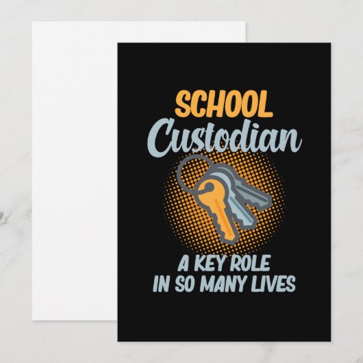 School Custodian Key Role In Lives Caretaker Janit Bedankkaart (Voorkant / Achterkant)