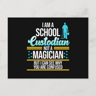 School Custodian Magicia Caretaker Janitor Graphi Briefkaart