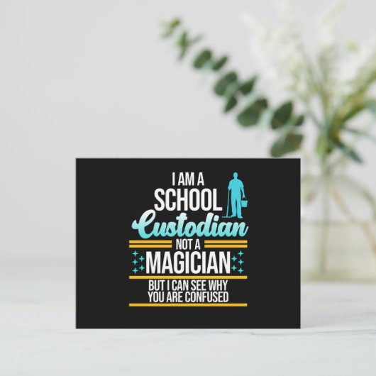 School Custodian Magicia Caretaker Janitor Graphi Briefkaart (Staand voorkant)