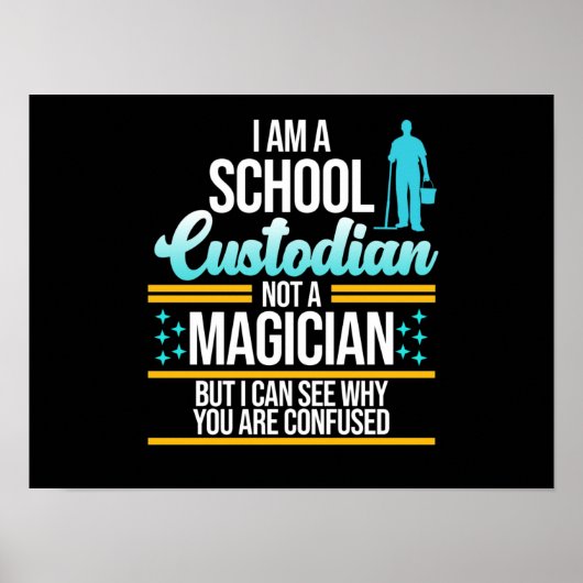 School Custodian Magicia Caretaker Janitor Graphi Poster (Voorkant)