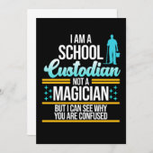 School Custodian Magician Caretaker Janitor Graphi Kaart (Voorkant / Achterkant)