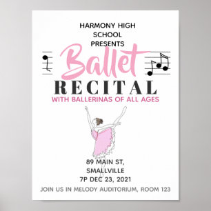 School Dans Ballet Overweging Ballerina Roze Poster