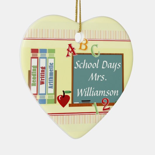 School Days Personalized Teacher Heart Ornament (Rechts)