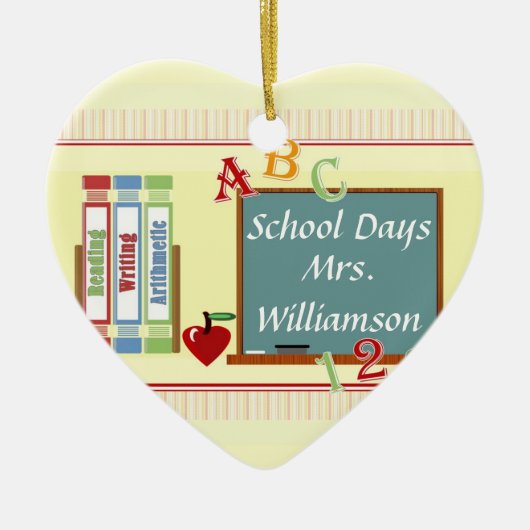 School Days Personalized Teacher Heart Ornament (Voorkant)