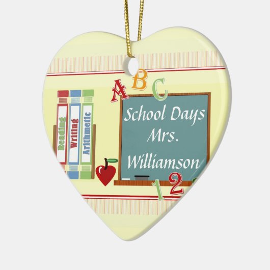 School Days Personalized Teacher Heart Ornament (Links)