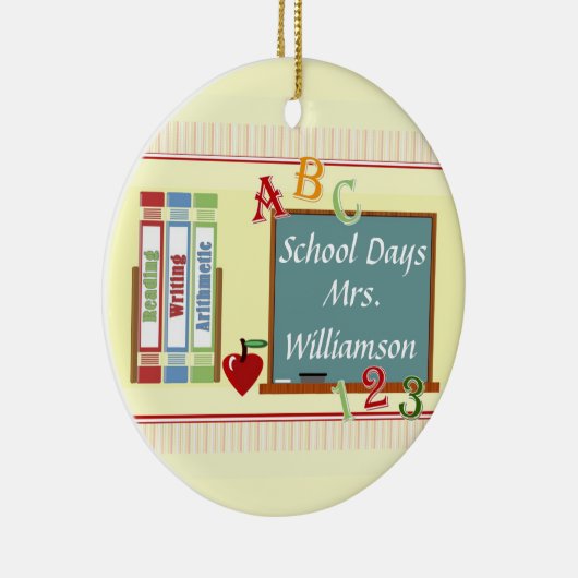 School Days Personalized Teacher Round Ornament (Rechts)