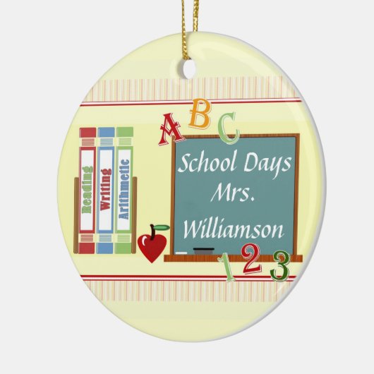 School Days Personalized Teacher Round Ornament (Links)