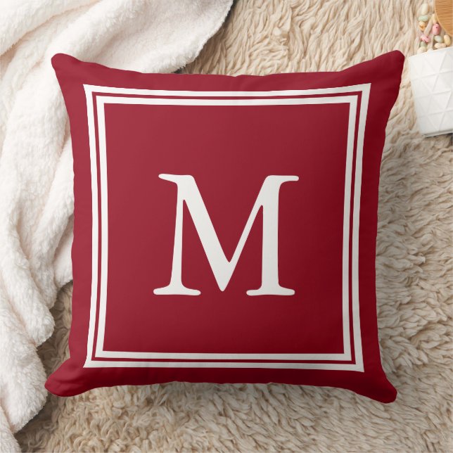 School Days Rood met Witte Dubbele Frame Monogram Kussen (Deken)