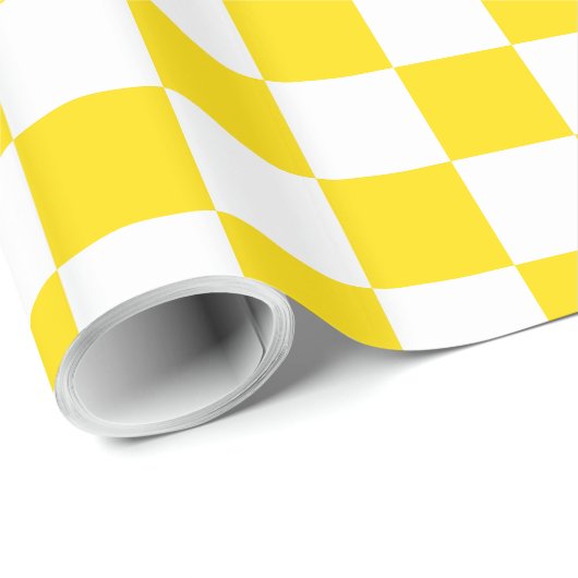 School Days Yellow en White Checkerboard Cadeaupapier (Rol Hoek)