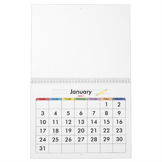 School Daze-agenda Kalender (Jan 2027)