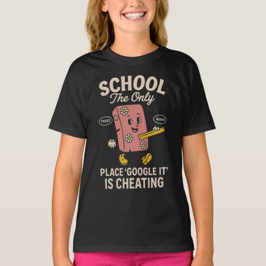 School De Plaats Waar Google Het Oplichten Is T-shirt (Voorkant)