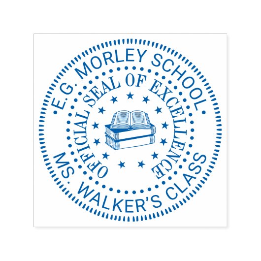 School Docent Sterren Boeken #1 Zegel van Uitmunte Zelfinktende Stempel (Design)