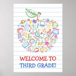 School Doodles Leraars Apple Poster