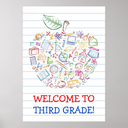 School Doodles Teachers Apple Poster (Voorkant)