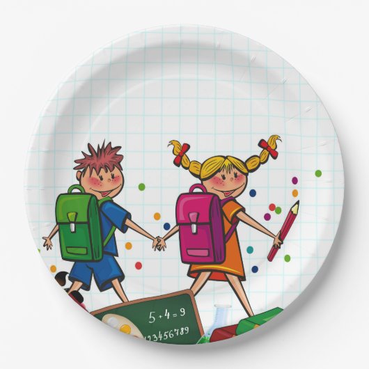 School Education Boy & Girl Paper en Party Borden Papieren Bordje (Voorkant)