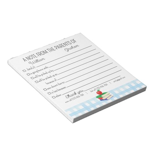 school excuus ouder Notitieblok van de ouders van (Schuin)