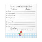 school excuus ouder Notitieblok van de ouders van (Voorkant)