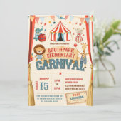 School Fondsenwervende Circus Kermis Feest Kaart (Staand voorkant)