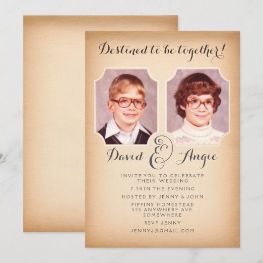 School Foto Dag Bruiloft Foto uitnodigen Kaart (Voorkant / Achterkant)