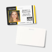 School Fotobadge - Zwart en Geel Badge (Voor- en achterkant)