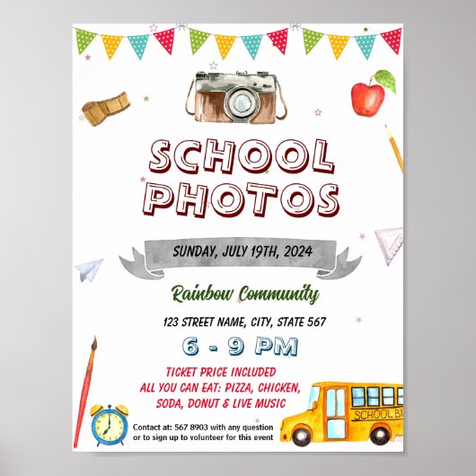School Foto's evenement sjabloon Poster (Voorkant)
