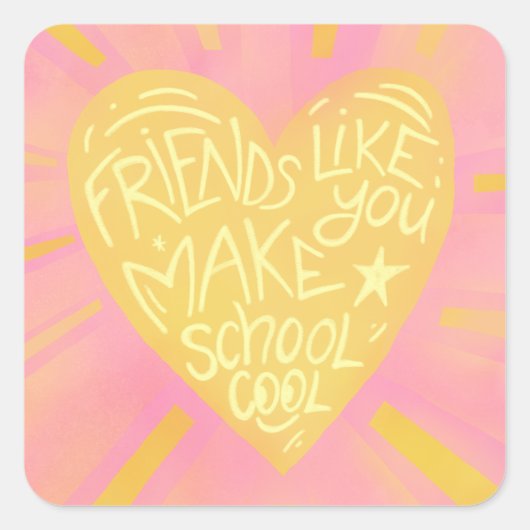 School friends Classroom Valentine Vinyl Sticker (Voorkant)