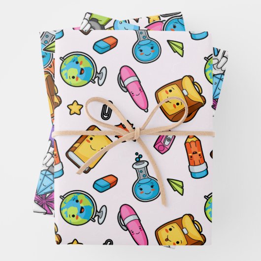 School Fun Wrapping Paper Set - Helder en Speels (In situ)