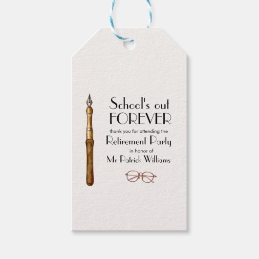 School gaat voor altijd  lerarenpensioen cadeaulabel (Voorkant)