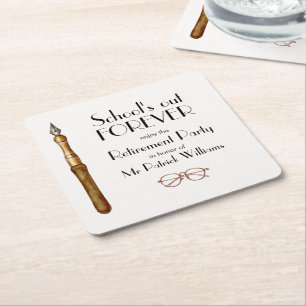 School gaat voor altijd  lerarenpensioen kartonnen onderzetters