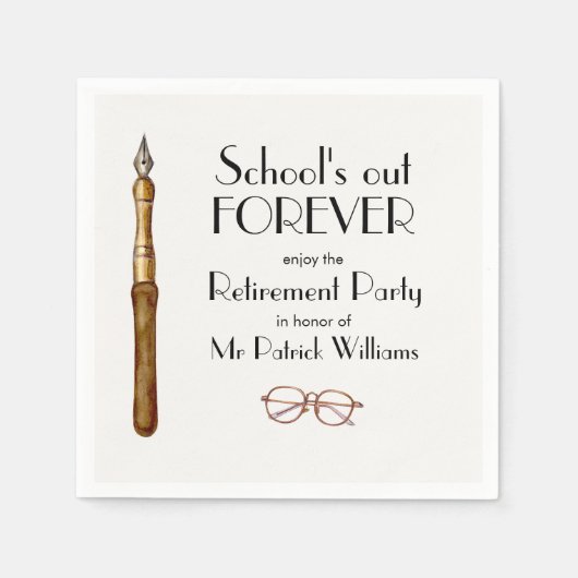 School gaat voor altijd  lerarenpensioen servet (Voorkant)