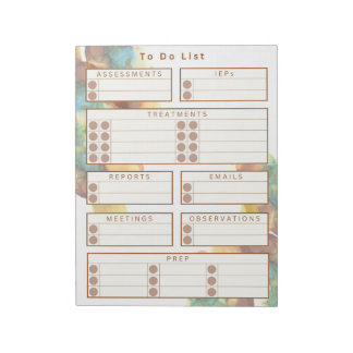 School gebaseerde therapeut to-do Notitieblok - Wa