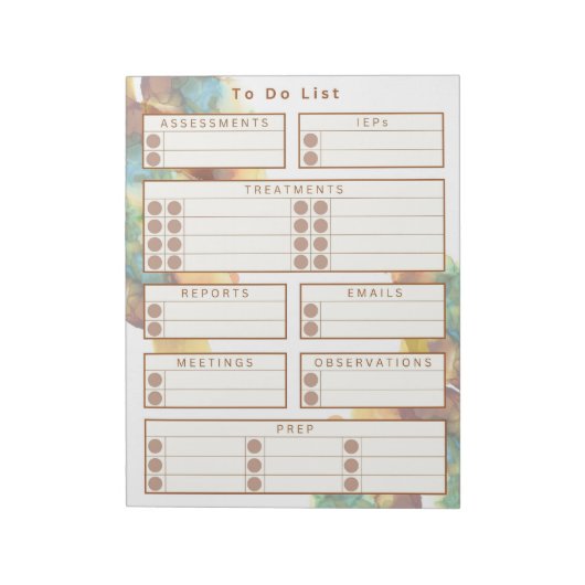 School gebaseerde therapeut to-do Notitieblok - Wa (Linkerzijde)