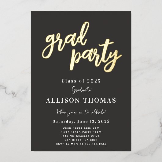School Graduation Party Invitation Folie Folie Uitnodiging (Voorkant)