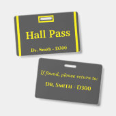 School Hall Pass Badge (Voor- en achterkant)