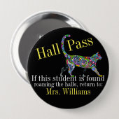 School Hall Pass / Cat - SRF Ronde Button 4,0 Cm (Voorkant /achterkant)