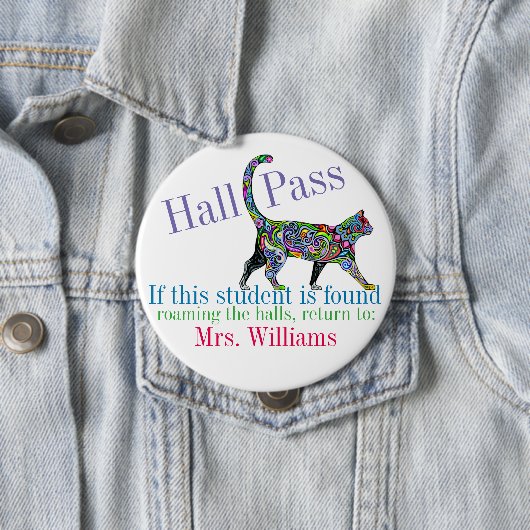 School Hall Pass / Cat - SRF Ronde Button 4,0 Cm (In situ)