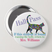 School Hall Pass / Cat - SRF Ronde Button 4,0 Cm (Voorkant /achterkant)