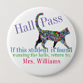 School Hall Pass / Cat - SRF Ronde Button 4,0 Cm (Voorkant)