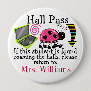 School Hall Pass / Lady Bug - SRF Ronde Button 4,0 Cm