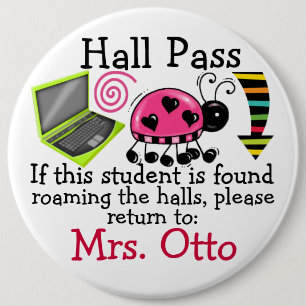 School Hall Pass / Lady Bug - SRF Ronde Button 6,0 Cm