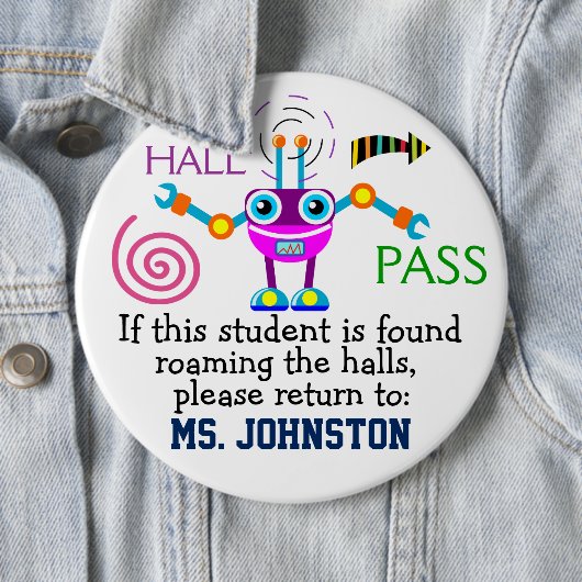 School Hall Pass / Robot - SRF Ronde Button 6,0 Cm (In situ)