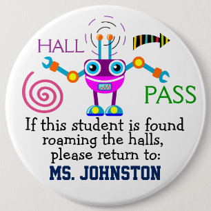 School Hall Pass / Robot - SRF Ronde Button 6,0 Cm