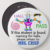 School Hall Pass / Robot - SRF Ronde Button 6,0 Cm (Voorkant /achterkant)