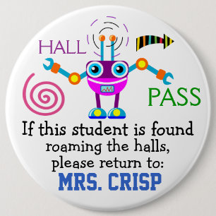 School Hall Pass / Robot - SRF Ronde Button 6,0 Cm