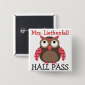 School Hall Pass - SRF Vierkante Button 5,1 Cm (Voorkant /achterkant)